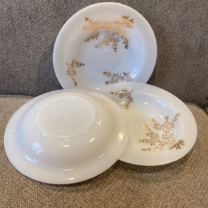Federal glass milk glass bowls set of 3 golden glory pattern vintage MCM 1960s